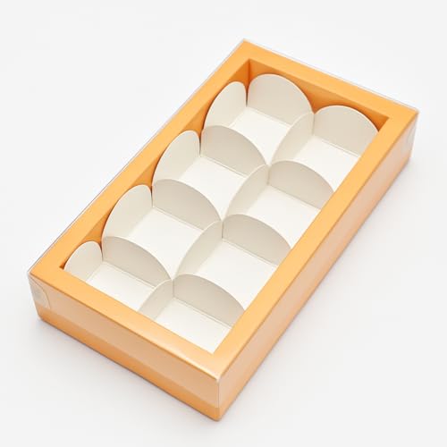 mudrit Chocolate Gift Boxes with 8 Cavity for Truffles, Mithai, Ladoo, Brownies, Size 7.5x4x1.25 inches (Peach, Pack of 10) - Image 1