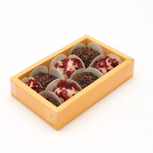 mudrit Chocolate Gift Boxes with 8 Cavity for Truffles, Mithai, Ladoo, Brownies, Size 7.5x4x1.25 inches (Peach, Pack of 10) - Image 4