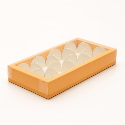 mudrit Chocolate Gift Boxes with 8 Cavity for Truffles, Mithai, Ladoo, Brownies, Size 7.5x4x1.25 inches (Peach, Pack of 10) - Image 5