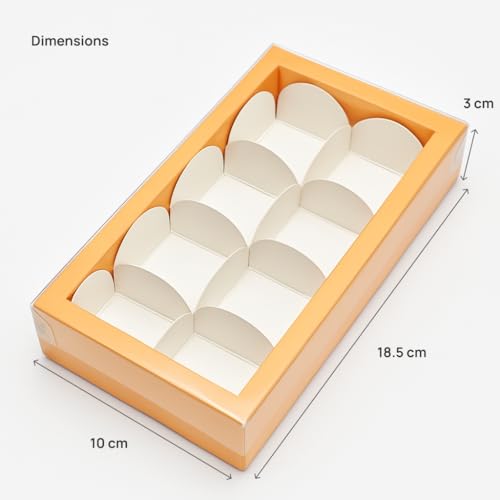 mudrit Chocolate Gift Boxes with 8 Cavity for Truffles, Mithai, Ladoo, Brownies, Size 7.5x4x1.25 inches (Peach, Pack of 10) - Image 2