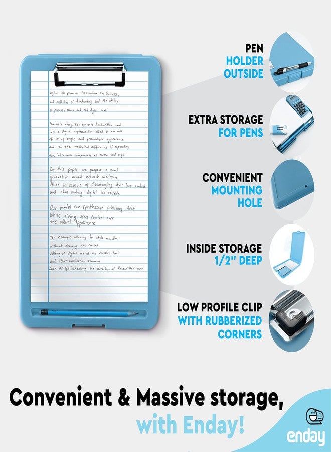 Enday Plastic Clipboard with Storage - Heavy Duty Plastic Storage Clipboard with Low Profile Clip with Storage Compartment Case Letter Size, Also Avail in Purple, Pink, Red, Green, Grey, Black –by Enday - Image 4