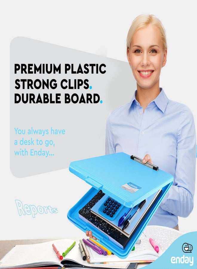 Enday Plastic Clipboard with Storage - Heavy Duty Plastic Storage Clipboard with Low Profile Clip with Storage Compartment Case Letter Size, Also Avail in Purple, Pink, Red, Green, Grey, Black –by Enday - Image 2