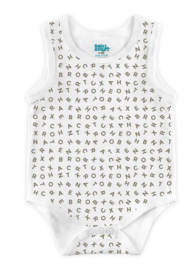 Babies Basic - BabiesBasic 100% Super Combed Cotton, Sleeveless Romper/Bodysuit, for New Born to 24months. Set of 3 - Printed - Image 1