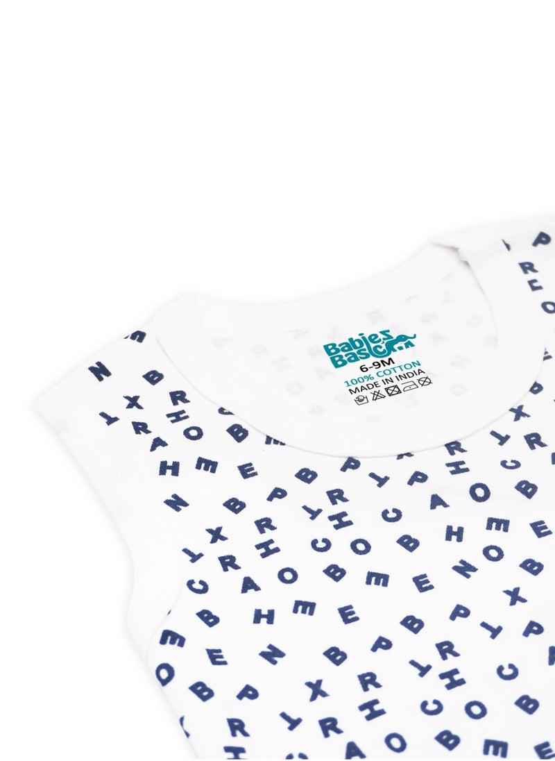 Babies Basic - BabiesBasic 100% Super Combed Cotton, Sleeveless Romper/Bodysuit, for New Born to 24months. Set of 3 - Printed - Image 1