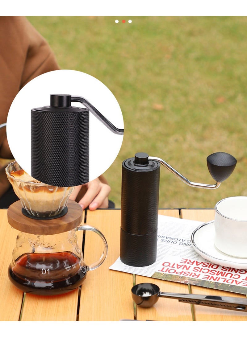 TDAO - Manual Coffee Grinder, Stainless Steel Conical Burr Coffee Grinder Manual with Adjustable Setting Double Bearing Hand V60/Espresso Coffee Grinder Black - Image 1