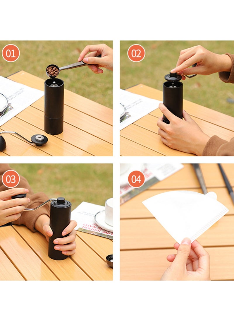 TDAO - Manual Coffee Grinder, Stainless Steel Conical Burr Coffee Grinder Manual with Adjustable Setting Double Bearing Hand V60/Espresso Coffee Grinder Black - Image 1
