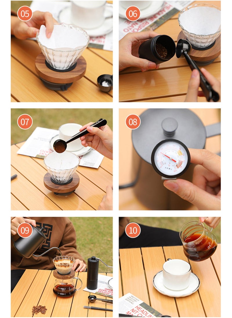 TDAO - Manual Coffee Grinder, Stainless Steel Conical Burr Coffee Grinder Manual with Adjustable Setting Double Bearing Hand V60/Espresso Coffee Grinder Black - Image 1