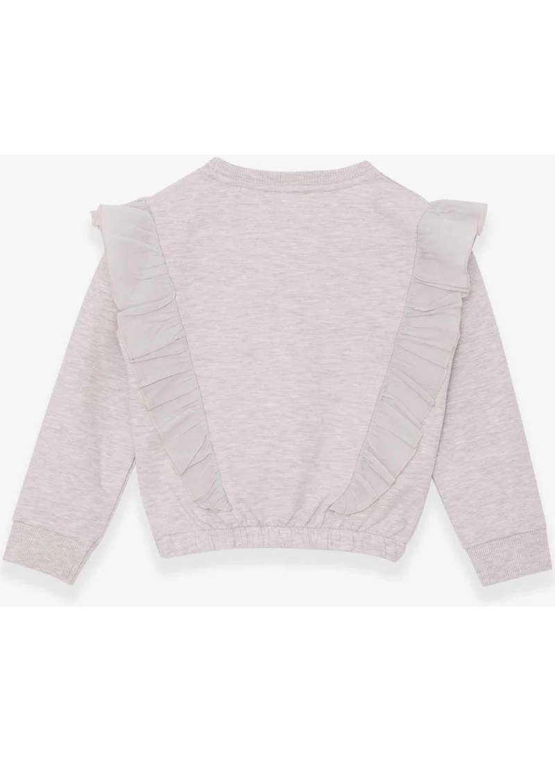 Breeze Girl's Sweatshirt with Elastic Waist, Age 4-8, Beige Melange