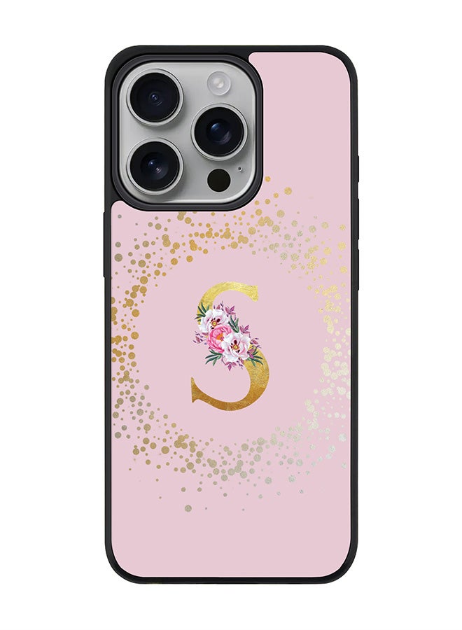 Stylizedd For iPhone 16 Pro Case [Compatible with MagSafe] Slim Magnetic cover Phone Case iPhone 16 Pro -Custom Monogram Floral - S (Pink ) - Image 1