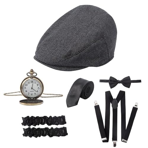 RAINDEWLL Roaring 20s Costumes for Men 1920s Mens Outfit Great Gatsby Accessories Gangster Costume Newsboy Hat - Image 1