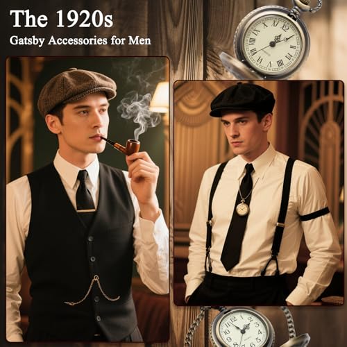 RAINDEWLL Roaring 20s Costumes for Men 1920s Mens Outfit Great Gatsby Accessories Gangster Costume Newsboy Hat - Image 5