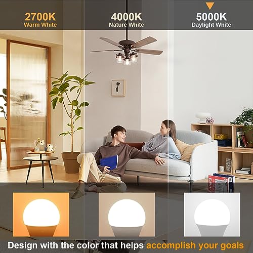 comzler 6W A15 LED Bulb Daylight 60 Watt Equivalent, E26 Medium Screw Base Small Light Bulb Cool White 5000K, Home Lighting Decorative Ceiling Fan Light Bulbs Non-Dimmable(Pack of 6) … - Image 3
