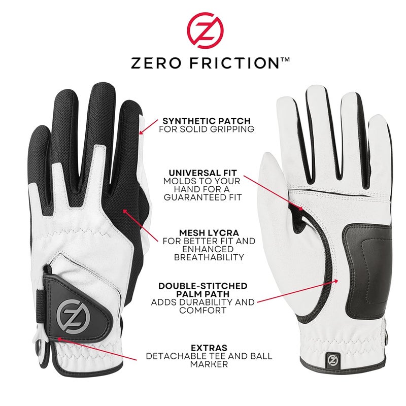 Zero Friction Men's Compression-Fit Synthetic Golf Glove, Universal Fit One Size - Image 2