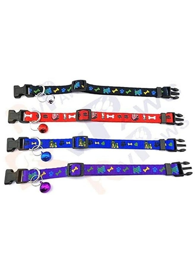 حزام رقبة قابل للتعديل مطبوع عليه مخلب الحيوانات الأليفة مقاس 15 مم مع أجراس، طوق نايلون ناعم مثالي للعب والمشي في الهواء الطلق للكلاب والجراء والقطط (أحمر) - Image 2