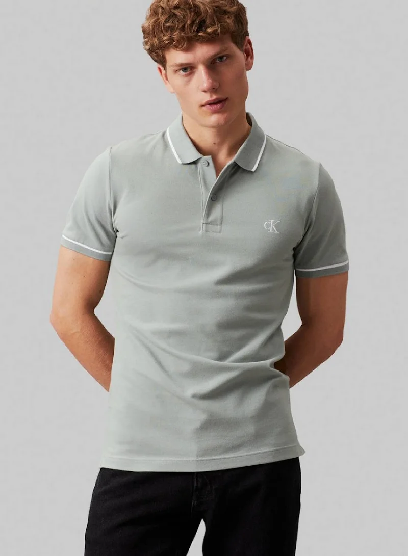 Calvin Klein Jeans Men's Slim Polo Shirt - Cotton stretch piqué, Grey