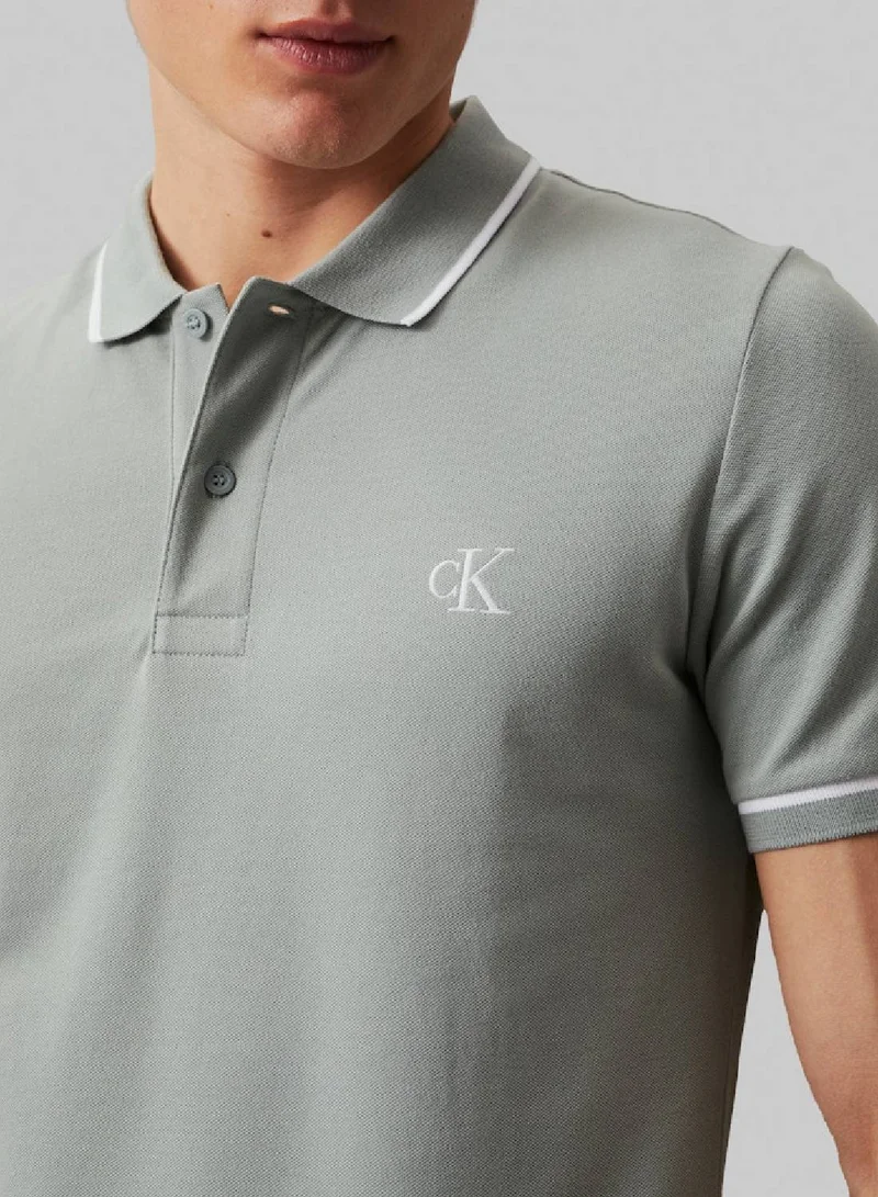 Calvin Klein Jeans Men's Slim Polo Shirt - Cotton stretch piqué, Grey