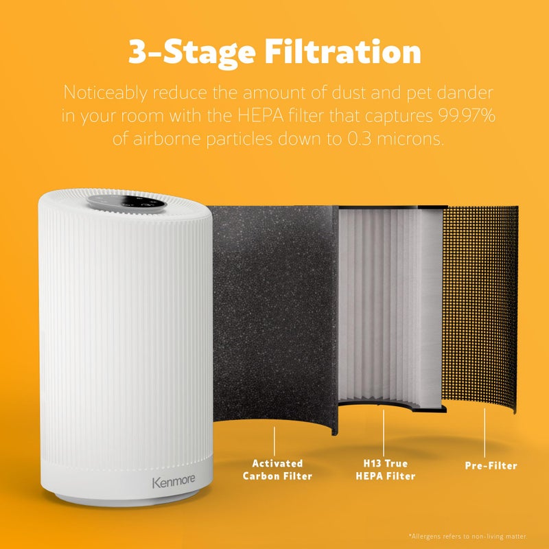Kenmore PM1005 Air Purifier with H13 True HEPA Filter, Covers Up to 850 Sq.Foot, 25db SilentClean 3-Stage HEPA Filtration System for Office & Bedroom - Image 3