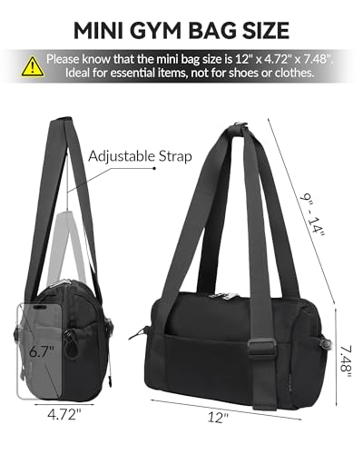BAVERGE Small Gym Bag for Women Mini Duffle Bag with Wet Compartment Lightweight Waterproof Cute Tote for Girls Workout Sport Travel Black - Image 3