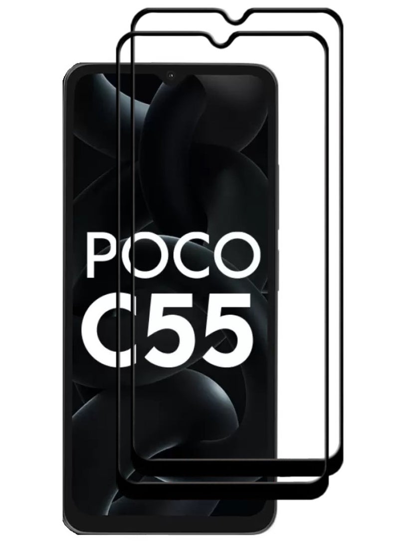 ACLIX 2 Pieces Antistatic ESD Dustproof Premium Quality High Definition Tempered Glass Screen Protector Designed For Xiaomi Poco C55 - Image 1