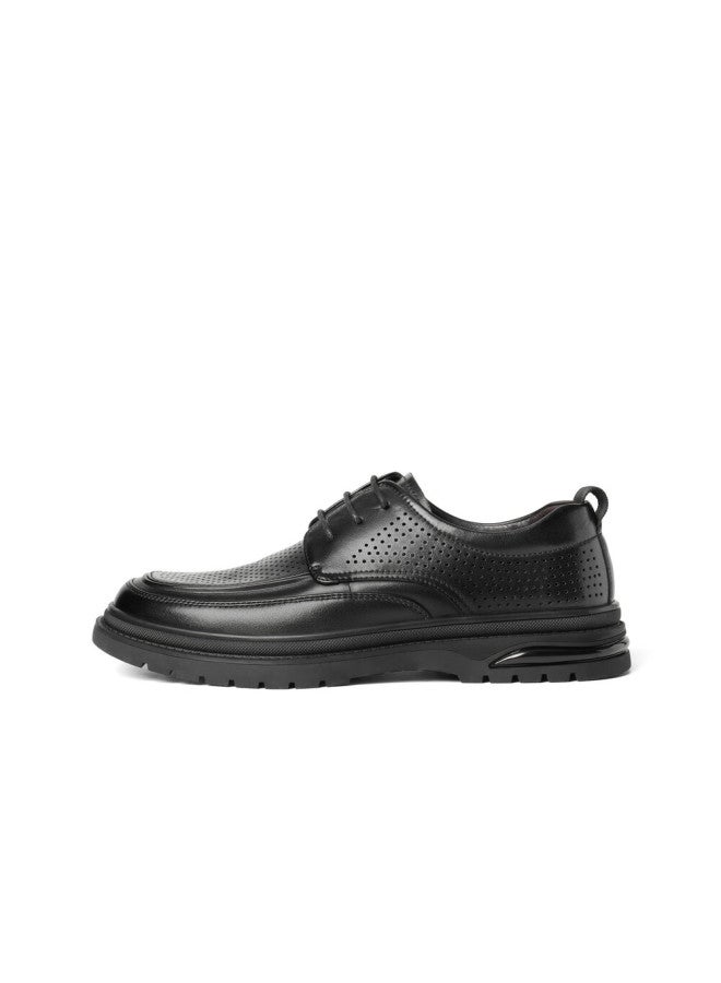 Belle Men's Cowhide Wrinkle-increasing Casual Shoes A1373am4 Black - Punching 39 - Image 1