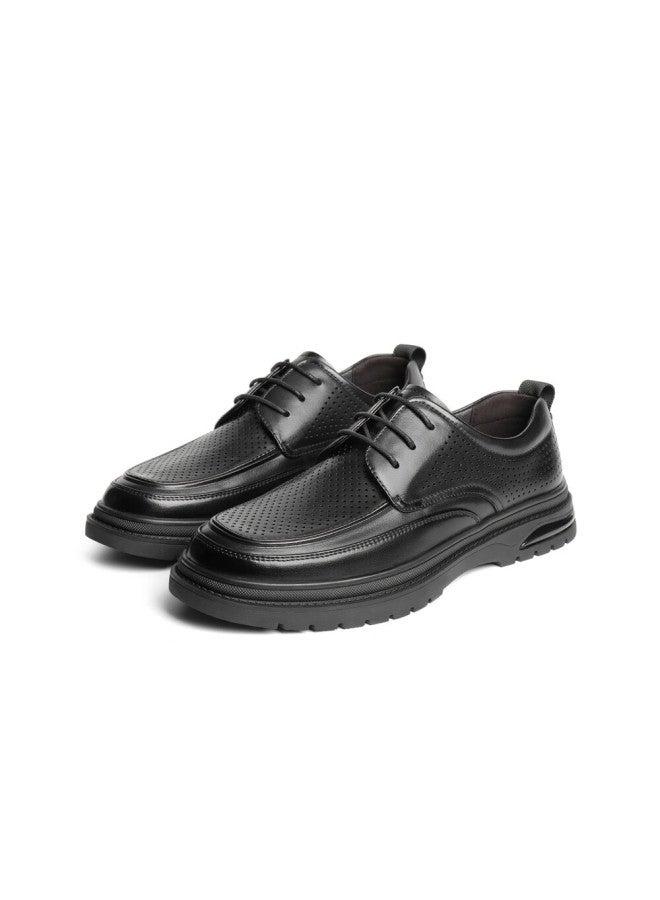 Belle Men's Cowhide Wrinkle-increasing Casual Shoes A1373am4 Black - Punching 39 - Image 4