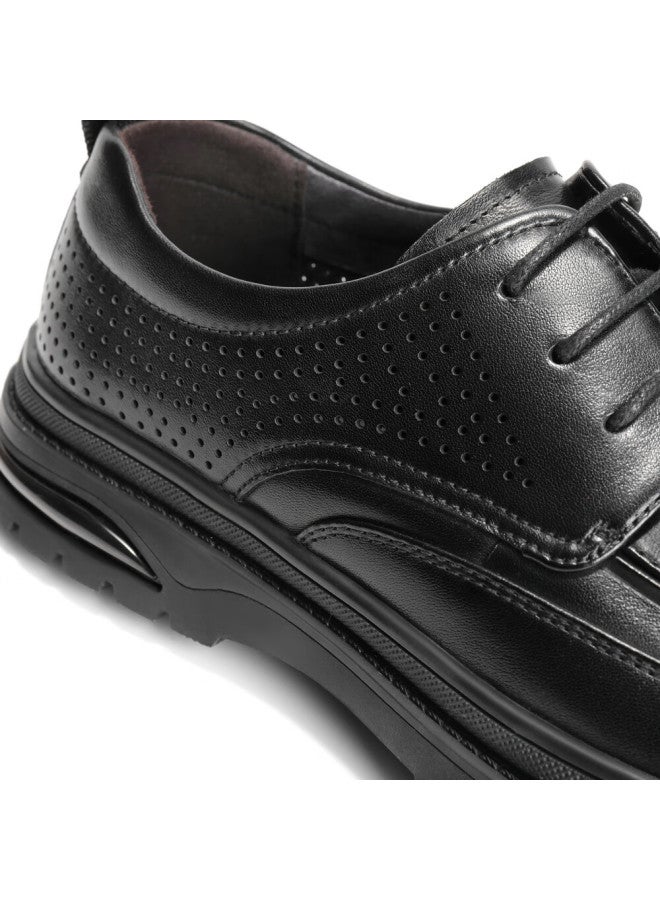 Belle Men's Cowhide Wrinkle-increasing Casual Shoes A1373am4 Black - Punching 39 - Image 5