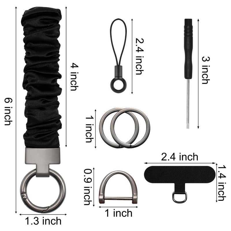 Tsocent Wristlet Keychain, Stretchy Key Chain Bracelet for Car Keys, Cute Key Lanyard with Phone Tether for Women Men (Black) - Image 4