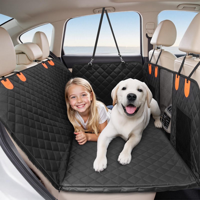 HOTEAGLE Back Seat Cover for Dogs, Waterproof Hard Bottom Spacious and Comfortable, Ideal for Car Trips and Outdoor Adventures, Cherished by Pet Ownersï¼ˆBlackï¼‰ - Image 1