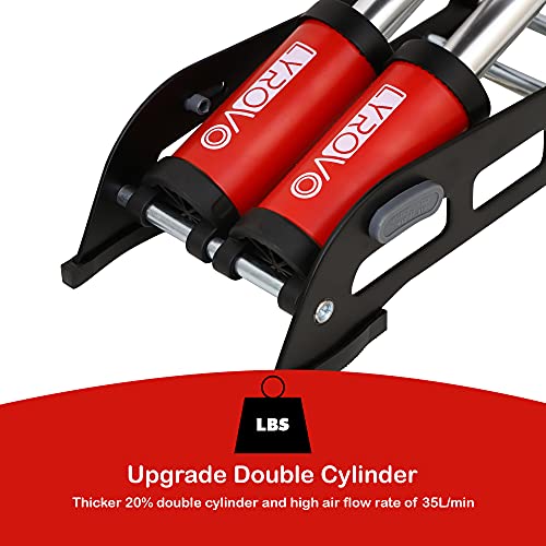 Lyrovo 160 PSI Double Cylinder Portable Foot Pump Air Tyre Inflator for car Bike and Cycle, Red - Image 4