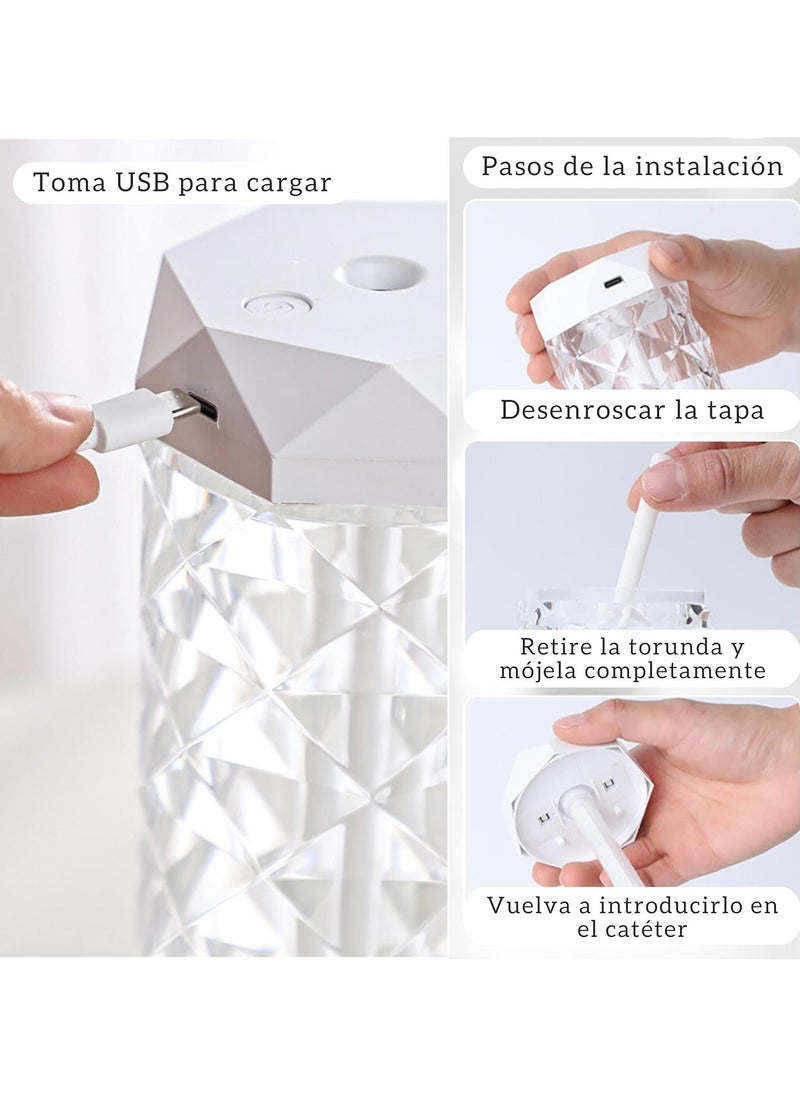جهاز ترطيب الهواء ، موزع عطر بالموجات فوق الصوتية مع 7 إضاءات LED، بضوء ليلي واتصال USB (400 ملل)