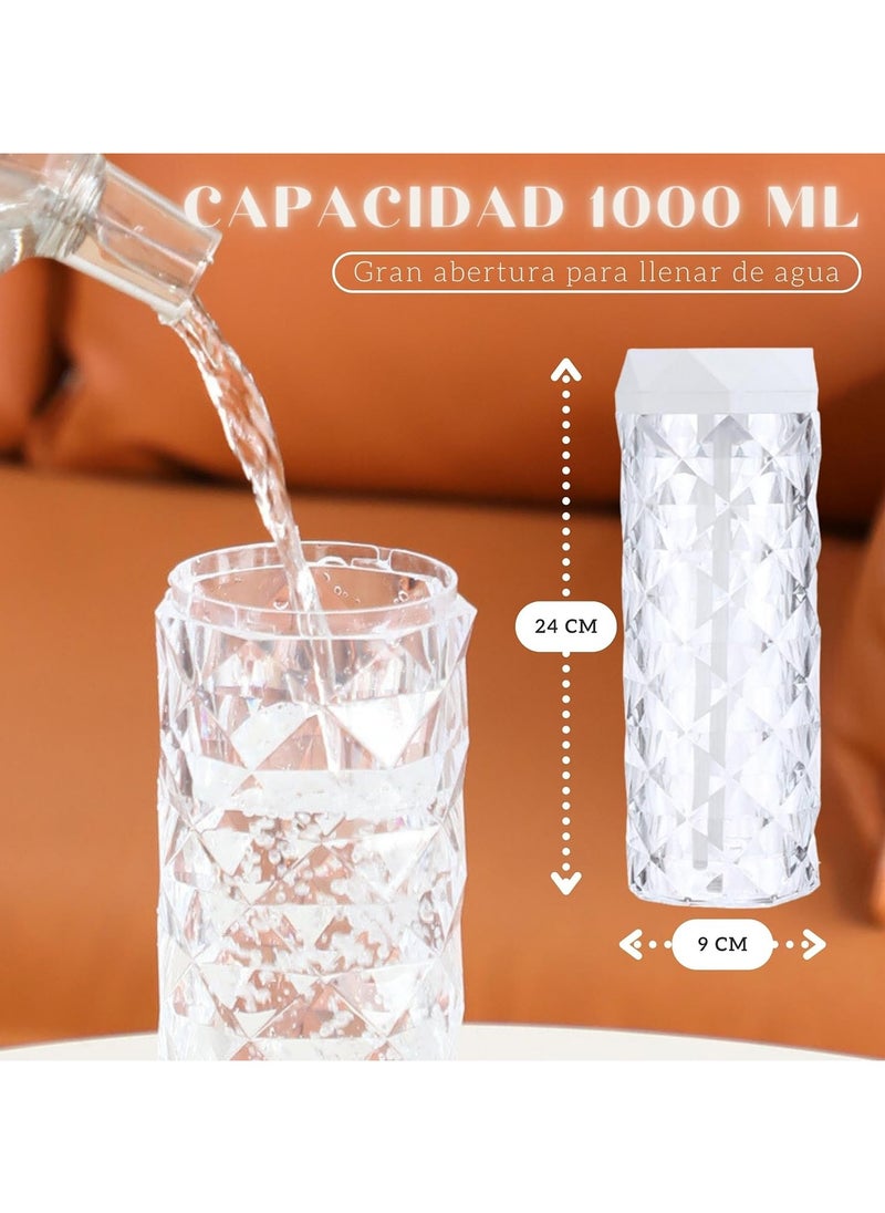 جهاز ترطيب الهواء ، موزع عطر بالموجات فوق الصوتية مع 7 إضاءات LED، بضوء ليلي واتصال USB (400 ملل)