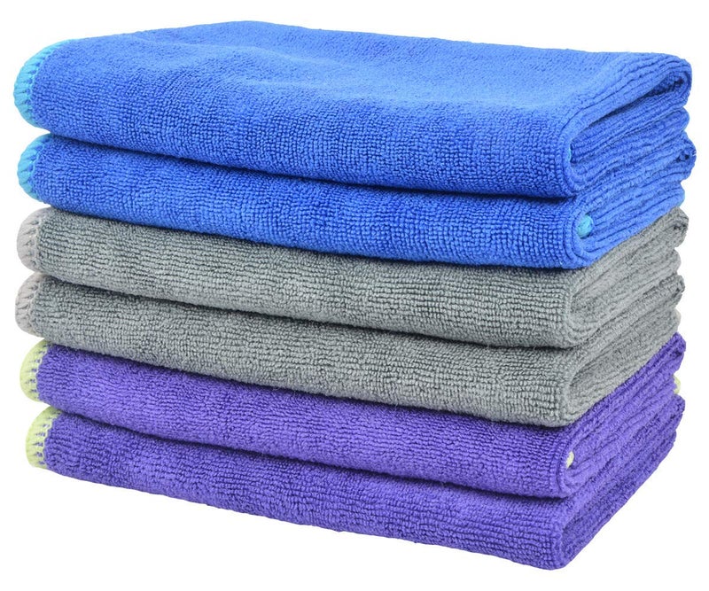 OAN All Purpose Microfiber 340 GSM Cloth for Cleaning, Dusting, Detailing & Polishing (Random Colour, 40X40 cm) - Pack of 6 - Image 1