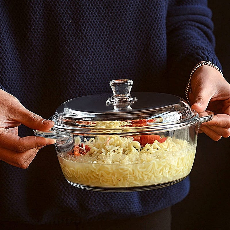 bellemax Deep Round Glass Casserole Oven and Microwave Safe Serving Bowl with See Through Top Lid 1500 ML Set of 4 Transparent - Image 5