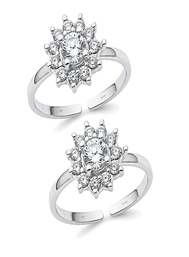 Parnika خواتم أصابع القدم الفضية الساحرة من بارنيكا إم جيه 925 المصنوعة من الفضة الإسترليني عيار 92.5 للنساء (دائرية - بيضاء) - Image 1