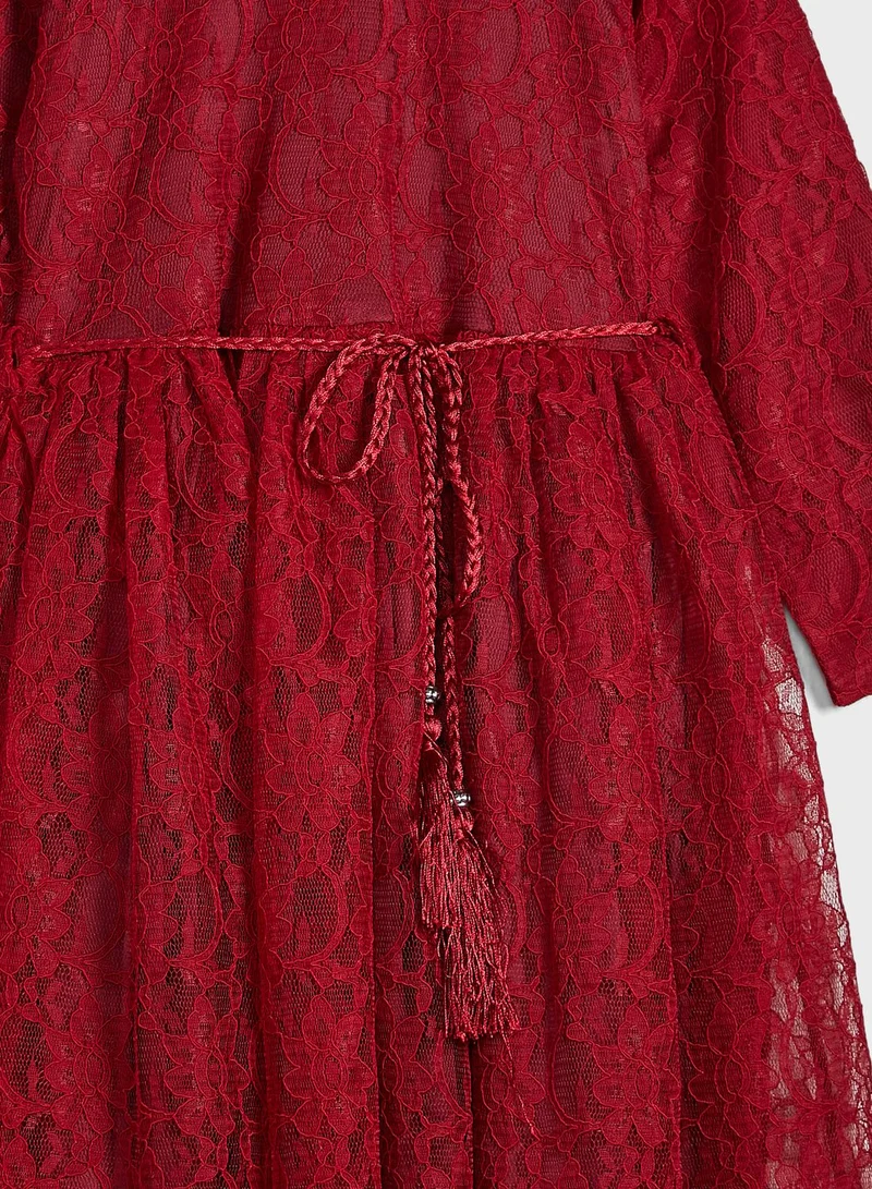 Little Golden Apple Little Lace Detailed Dress