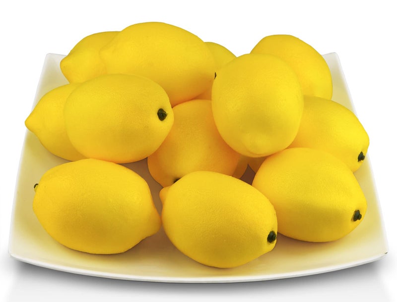 JEDFORE JEDFORE Artificial Lemons Simulation Lifelike Small Lemons Fake Fruit for Home Kitchen Wedding Party Decoration Photography 12pcs Set Yellow 