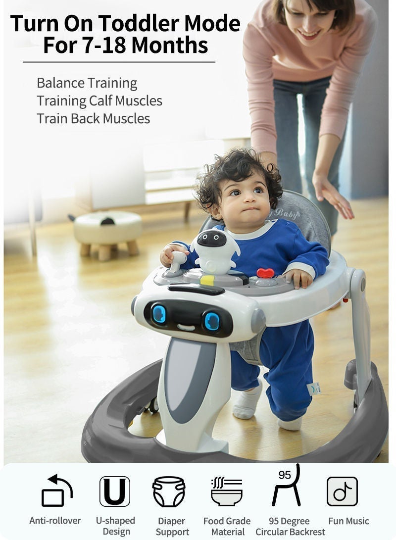 تشيري بيبي مشاية أطفال 2 في 1 مع لعبة موسيقية وصينية طعام - ارتفاع قابل للتعديل، مانعة للانقلاب ومنع تقوس الساقين، عجلات صامتة للأطفال الصغار من 6 إلى 18 شهرًا - Image 4