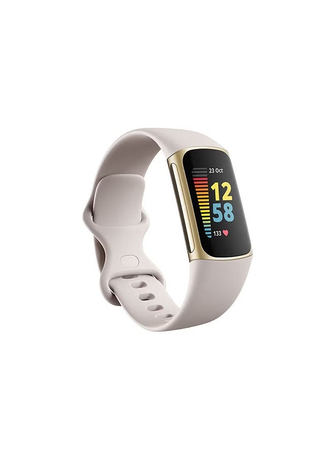 Fitbit Charge 5 With Advanced Fitness + Health Tracker With Tools For Heart Health Stress Management And Daily Readiness Score Lunar White/Soft Gold Stainless Steel - Image 1