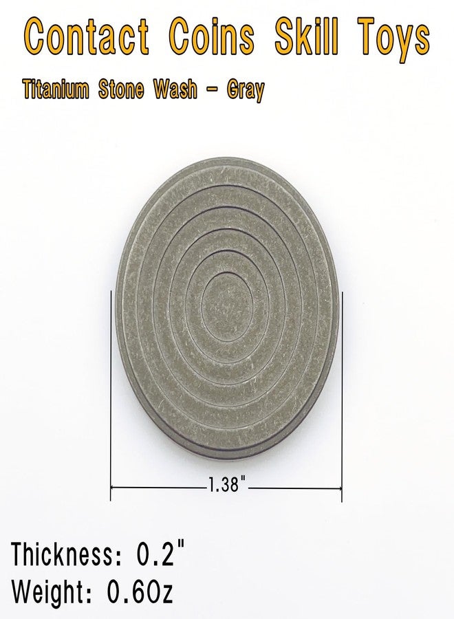 LXQQFUN EDC Titanium Contact Coins Fidget Toys, Pocket Skill Toys Lucky Coin Worry Stone, Solid Double Face Concentric-Circles Patterns Coins (Stone wash - Gray) - Image 2