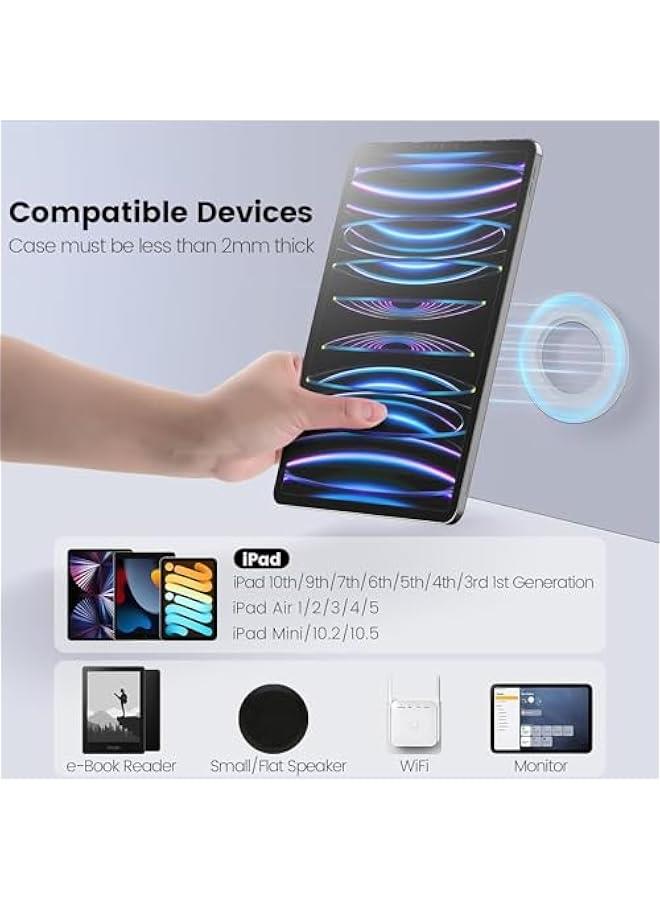 HOOKOR Magnetic Tablet Wall Mount and Holder for Bedroom iPad Holder Mount for car Cradle Magnet for iPad 10th,Tablet Surface,SnapHold Magnetic Sticker for Home,Office,Fridge (White) - Image 4