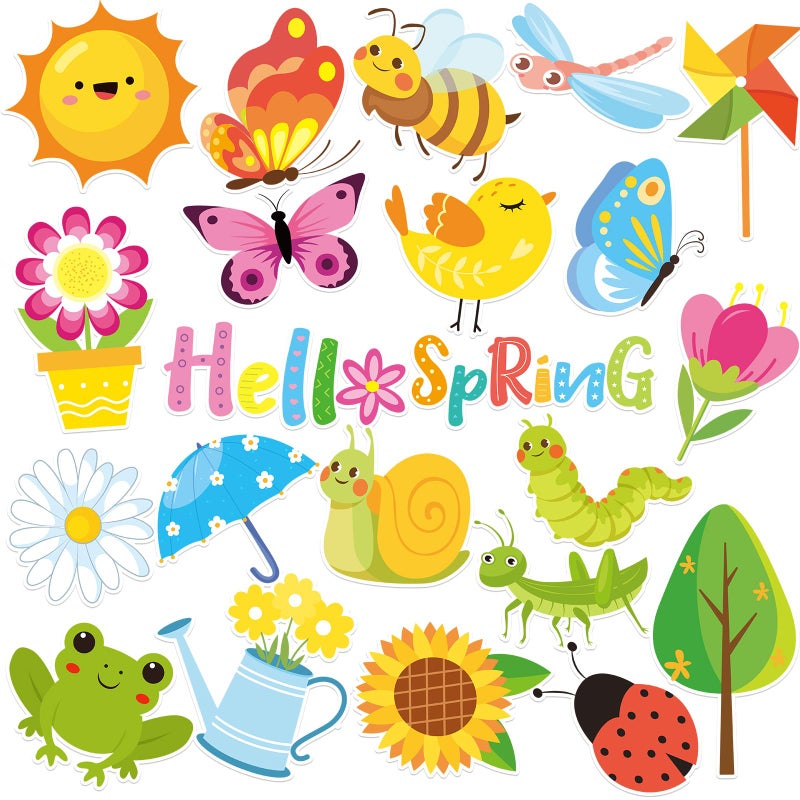 JULMELON Spring Magnets Decorations, 22pcs Hello Spring Flower Butterfly Reusable Cruise Door Magnets Stickers for Spring Easter Cruise Door Refrigerator Car Accessories - Image 1