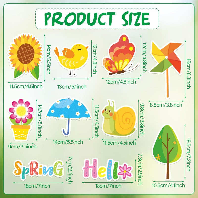 JULMELON Spring Magnets Decorations, 22pcs Hello Spring Flower Butterfly Reusable Cruise Door Magnets Stickers for Spring Easter Cruise Door Refrigerator Car Accessories - Image 2