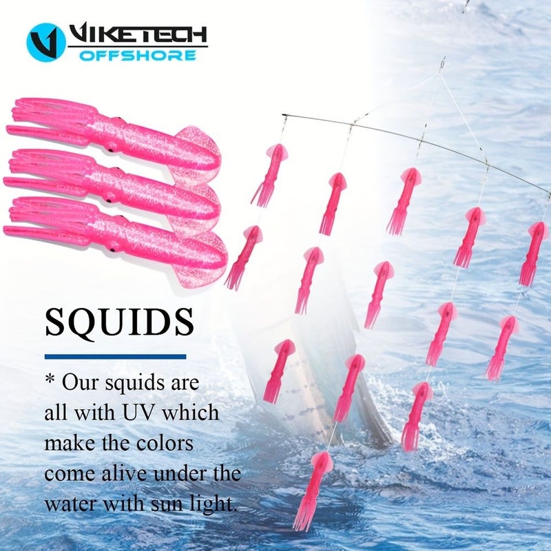 Black 9 Inch Glow In The Dark Silicone Squid Lure Trolling Jig 3pcs - Image 4