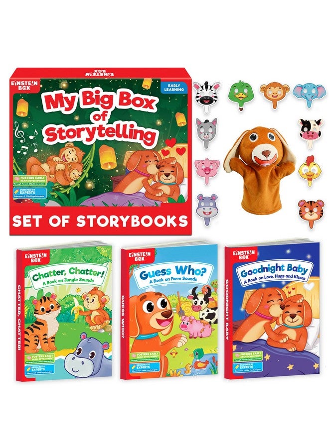 أينشتاين بوكس صندوق أينشتاين - صندوقي الكبير لسرد القصص للأولاد والبنات من عمر سنة، سنتين، ثلاث، أربع، خمس سنوات | ألعاب وهدايا للأطفال بعمر سنة فما فوق | مع كتب قصص وأقنعة لعب تظاهري | تصميم ملون - Image 1