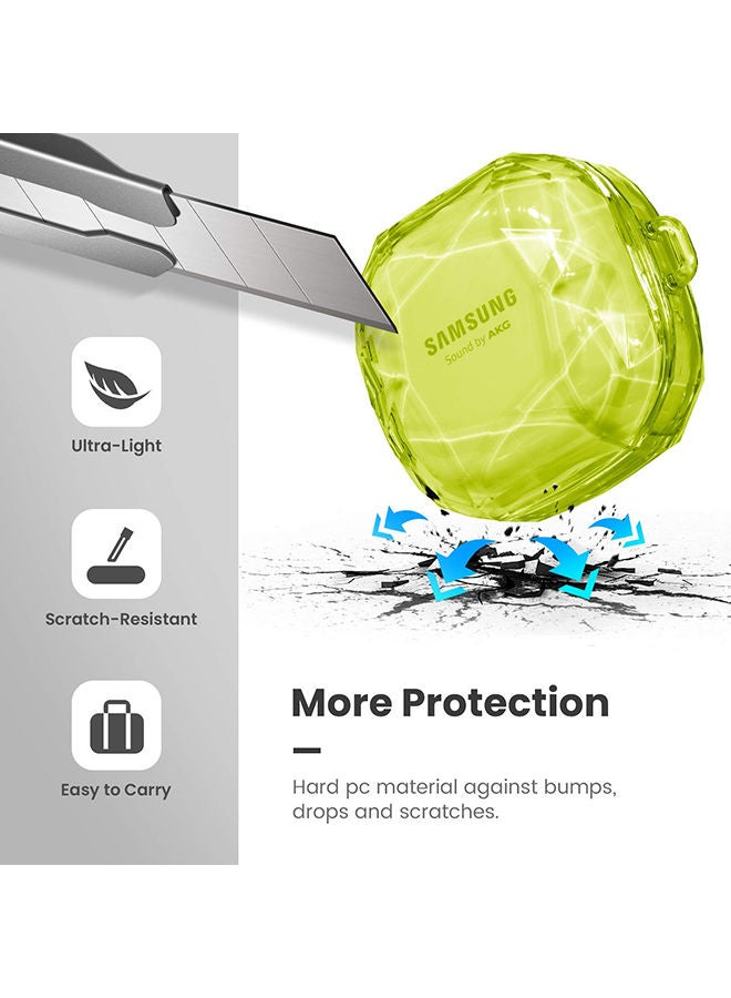 O Ozone Case Compatible with Samsung Galaxy Buds 2 Pro / Galaxy Buds 2 / Galaxy Buds Pro /Galaxy Buds Live Diamond pattern PC Protective Cover with Keychain - Yellow - Image 3