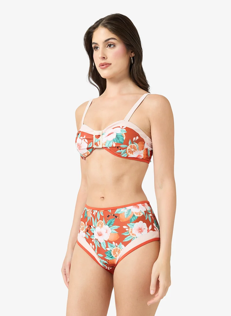 Ella  Printed Bikini Top With Swim Skirt for Women | Best Price UAE