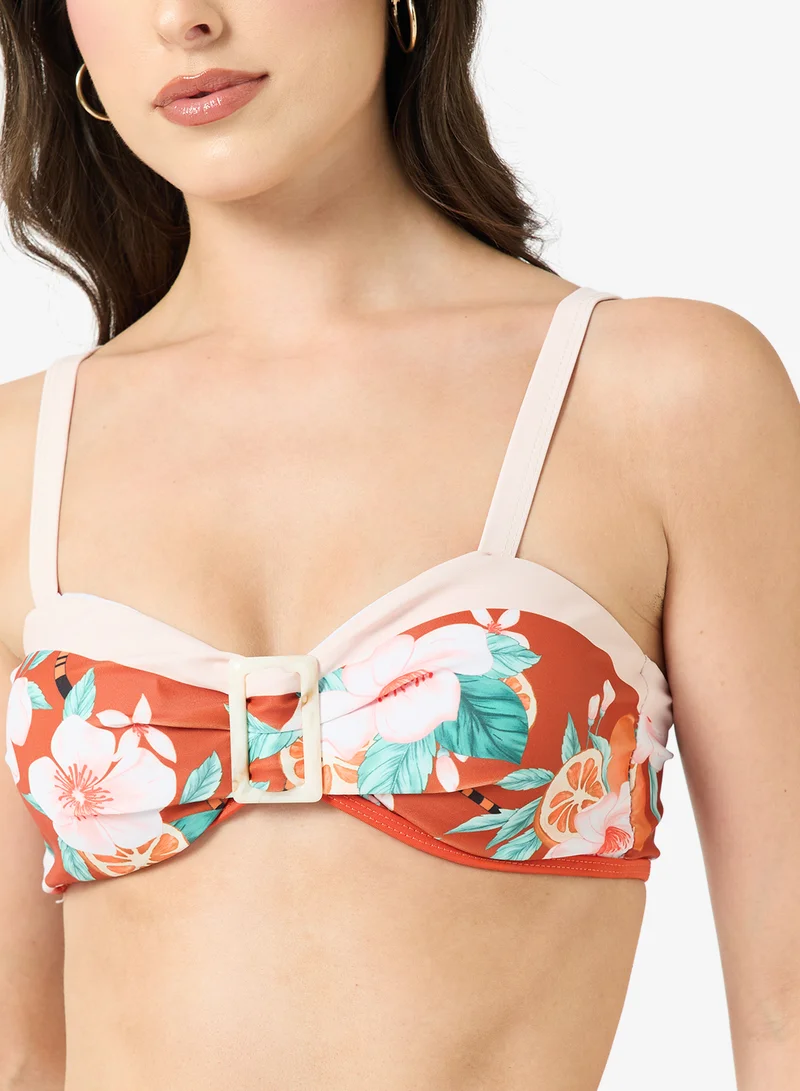 Ella  Printed Bikini Top With Swim Skirt for Women | Best Price UAE