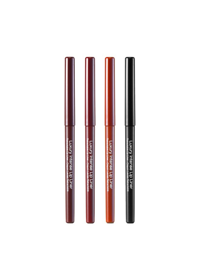 kiss new york Luxury Intense Lip Liner 4 Pack (Dark Plum Purple, Deep Red, Bright Red, Black)  - Image 1