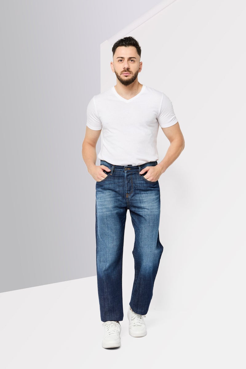 DIESEL Men Straight Fit Washed Non-Stretchable Denim, Dark Blue  - Image 4