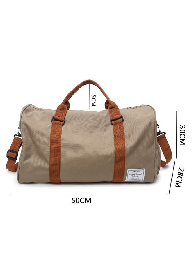 وهاواي Lightweight Sports Gym Bag with Shoes Compartment Gym Duffel Bag Overnight Shoulder Bag Yoga Bag Travel Bags for Men and Women Khaki - Image 2